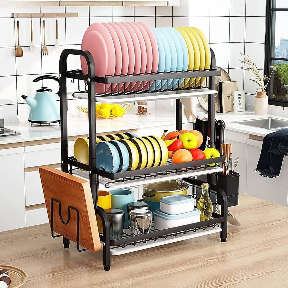 3 Tier Carbon Coated Dishrack
